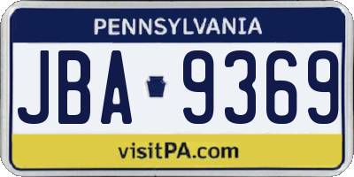 PA license plate JBA9369