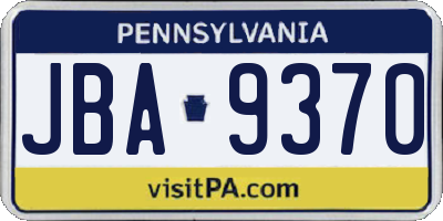 PA license plate JBA9370