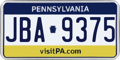 PA license plate JBA9375