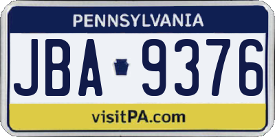 PA license plate JBA9376