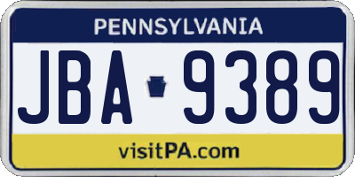 PA license plate JBA9389