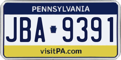 PA license plate JBA9391