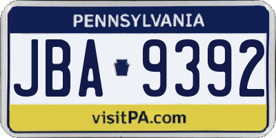 PA license plate JBA9392