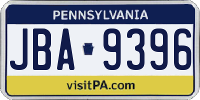 PA license plate JBA9396