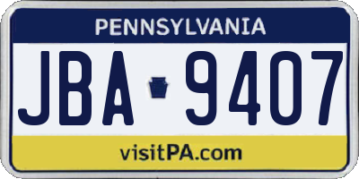PA license plate JBA9407