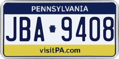 PA license plate JBA9408