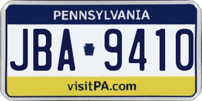 PA license plate JBA9410