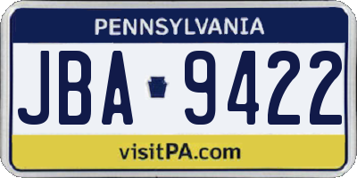PA license plate JBA9422