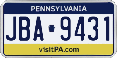 PA license plate JBA9431