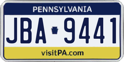 PA license plate JBA9441