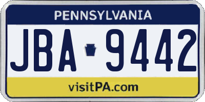 PA license plate JBA9442