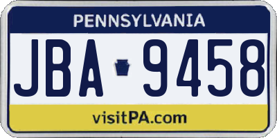 PA license plate JBA9458