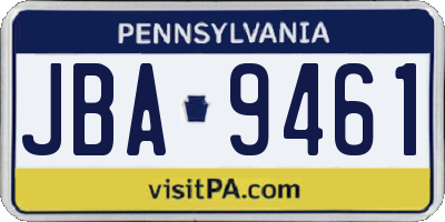 PA license plate JBA9461