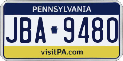 PA license plate JBA9480