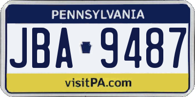 PA license plate JBA9487