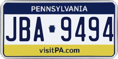 PA license plate JBA9494