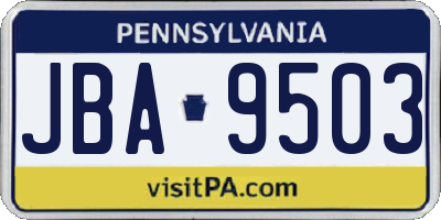 PA license plate JBA9503