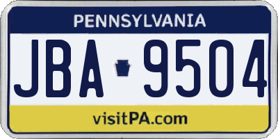 PA license plate JBA9504