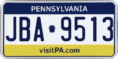 PA license plate JBA9513