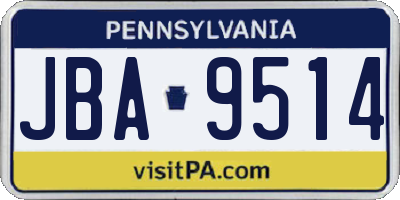 PA license plate JBA9514