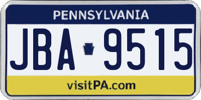 PA license plate JBA9515