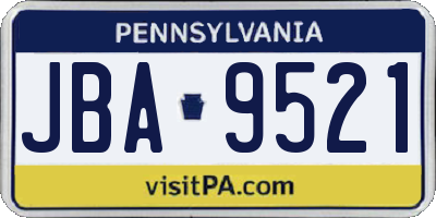 PA license plate JBA9521