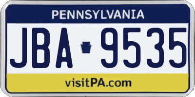 PA license plate JBA9535