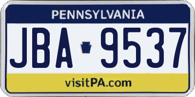 PA license plate JBA9537