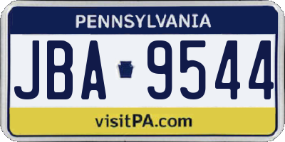PA license plate JBA9544