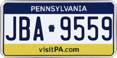 PA license plate JBA9559