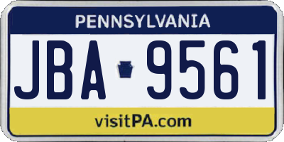 PA license plate JBA9561