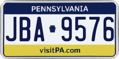 PA license plate JBA9576