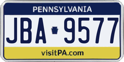 PA license plate JBA9577