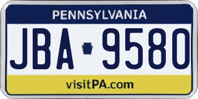 PA license plate JBA9580