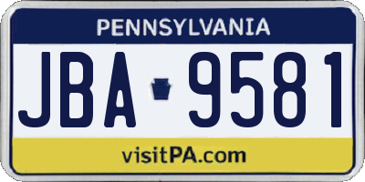 PA license plate JBA9581