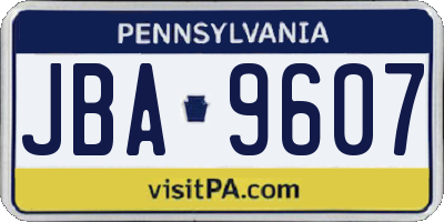 PA license plate JBA9607