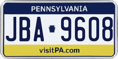 PA license plate JBA9608