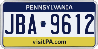 PA license plate JBA9612