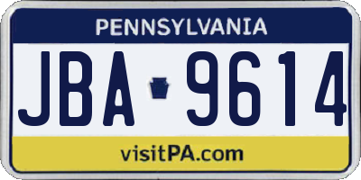 PA license plate JBA9614