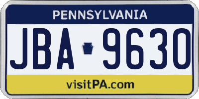 PA license plate JBA9630