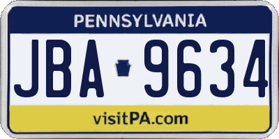PA license plate JBA9634