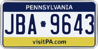 PA license plate JBA9643