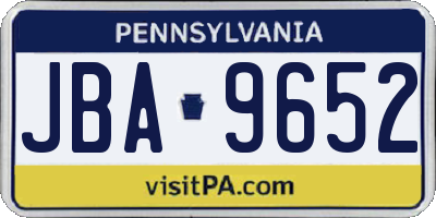 PA license plate JBA9652