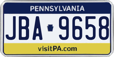 PA license plate JBA9658