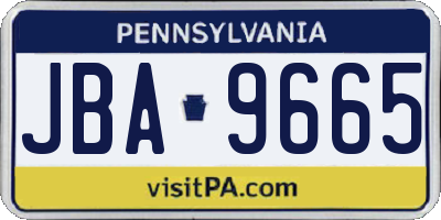 PA license plate JBA9665
