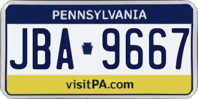 PA license plate JBA9667