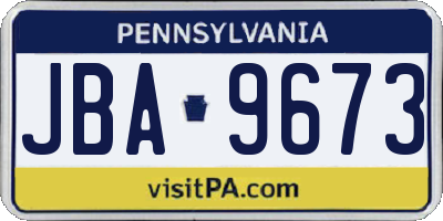 PA license plate JBA9673