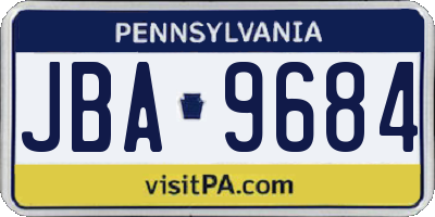 PA license plate JBA9684