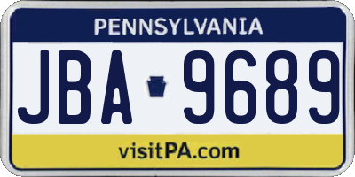 PA license plate JBA9689