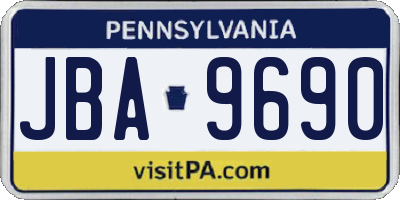 PA license plate JBA9690